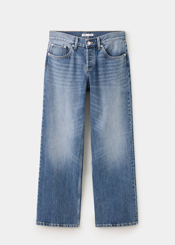 Straight low-waist jeans — Medium Blue