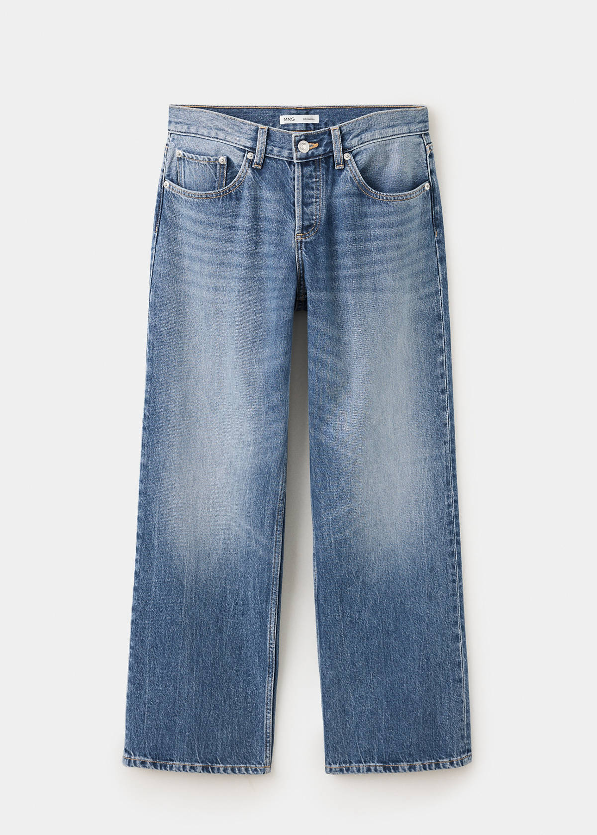 Straight low-waist jeans — Medium Blue