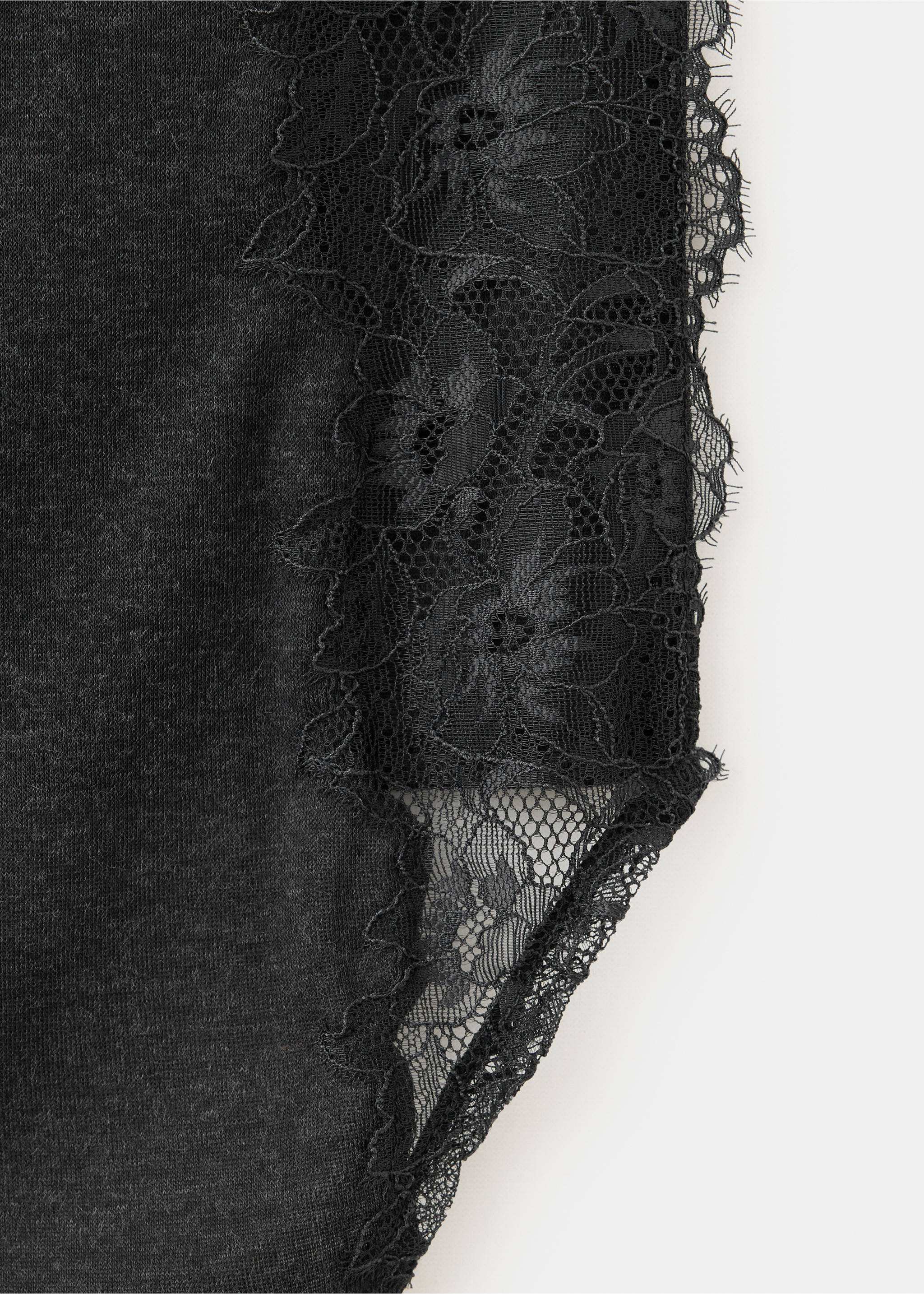 Lace high-neck top - Details of the article 0, Charcoal. Ref: 37035855-00.