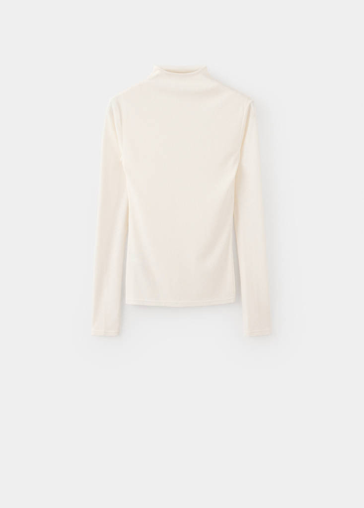 Fitted high-neck T-shirt — Ecru