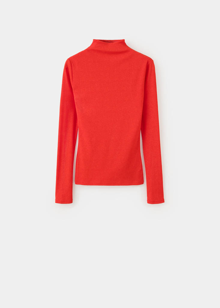 Fitted high-neck T-shirt — Red