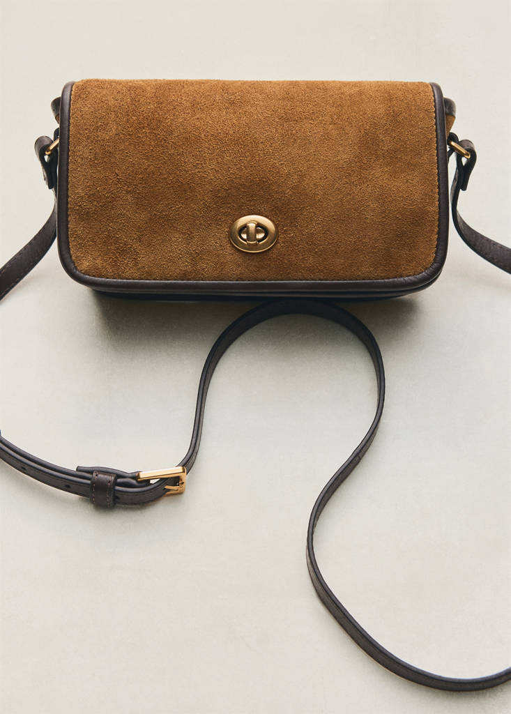 Contrast leather crossbody bag by Mango