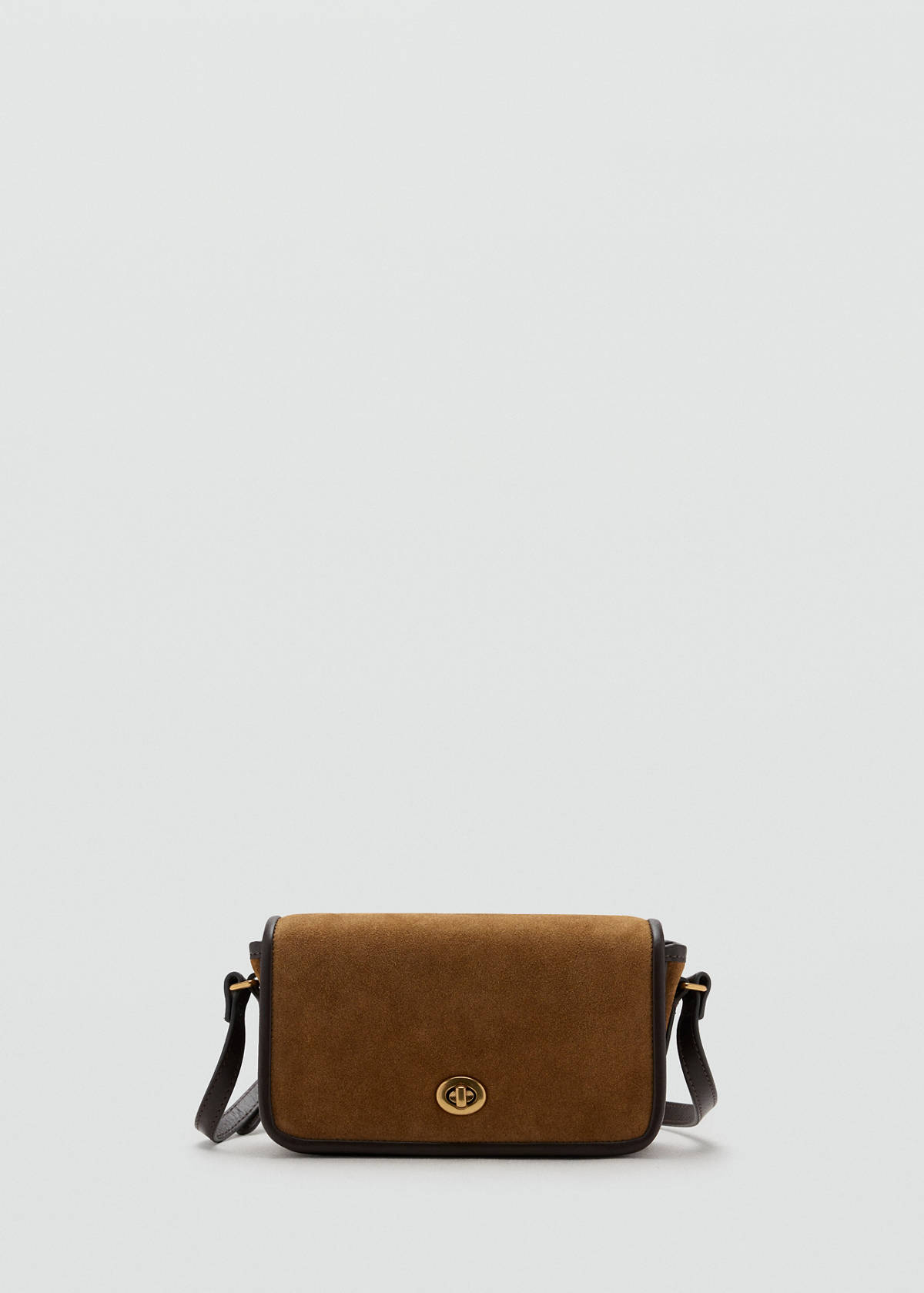 Contrast leather crossbody bag — Medium Brown