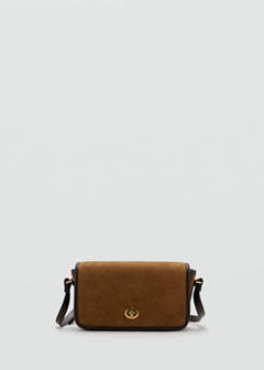 Contrast leather crossbody bag — Medium Brown 7