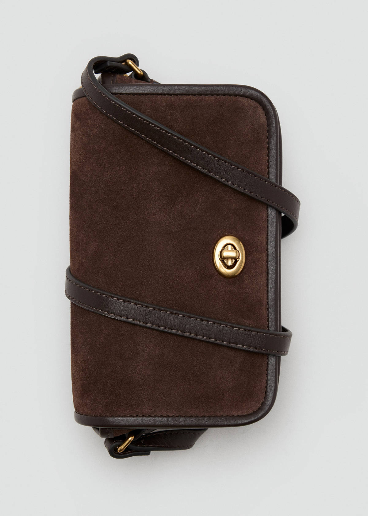Contrast leather crossbody bag — Chocolate
