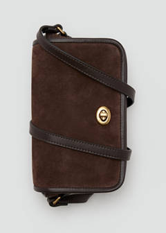 Contrast leather crossbody bag — Chocolate 4