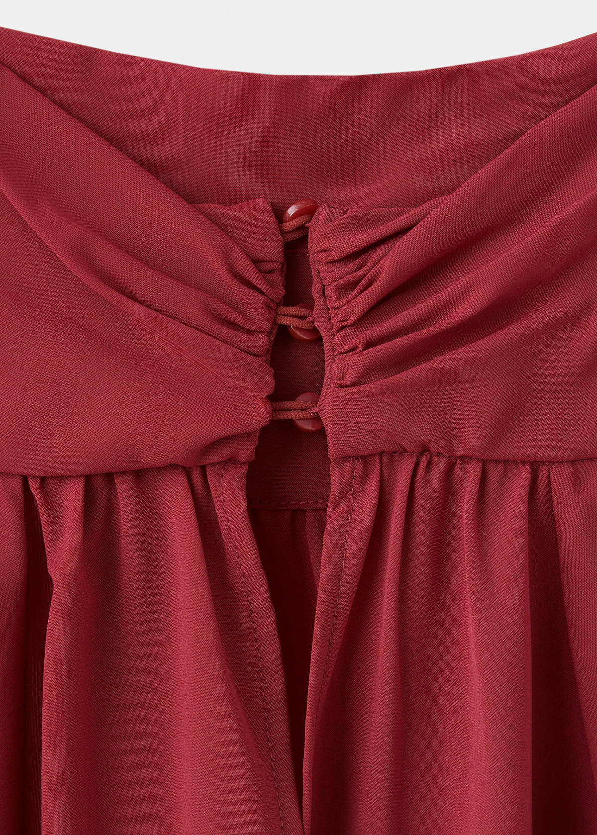 Ruched roll-neck blouse — Maroon