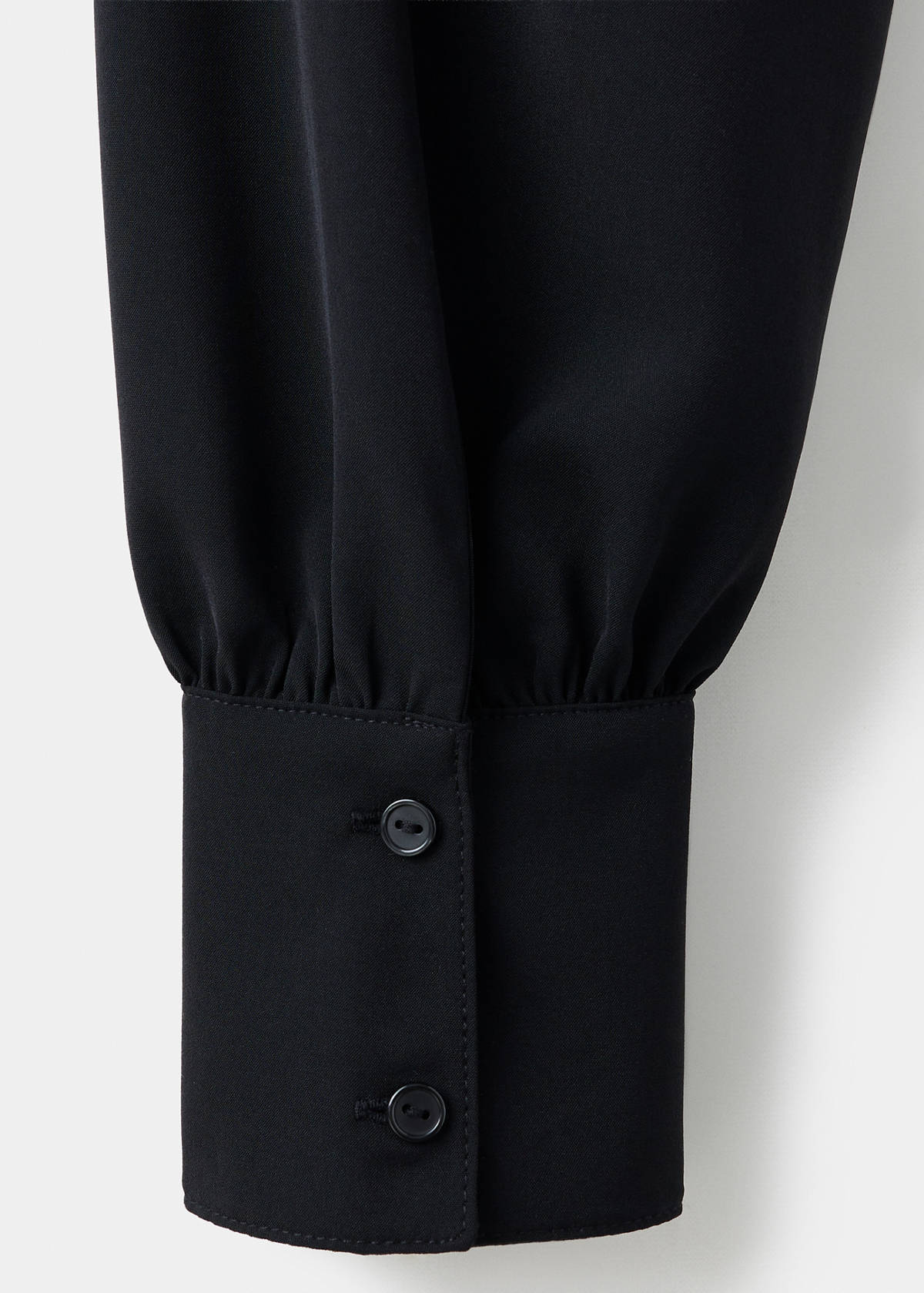 Ruched roll-neck blouse — Black