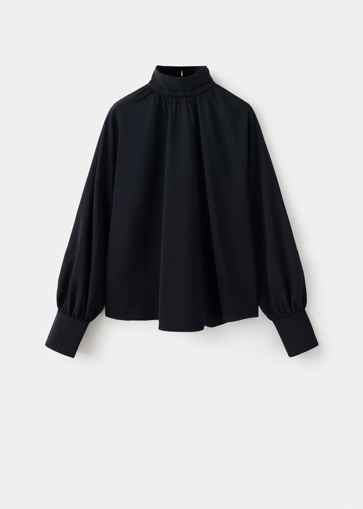 Ruched roll-neck blouse — Black