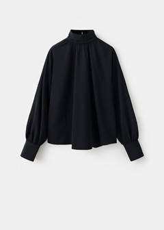 Ruched roll-neck blouse — Black 5