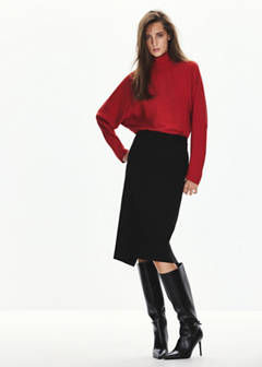 Straight high-neck blouse — Red 2