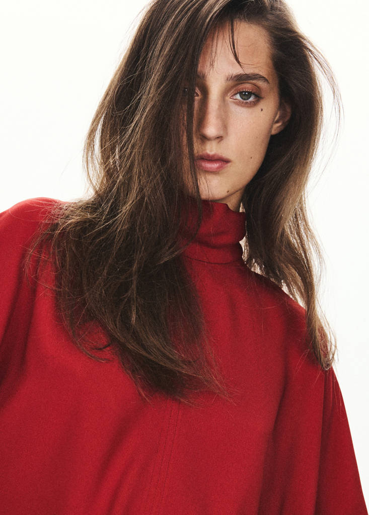 Straight high-neck blouse — Red
