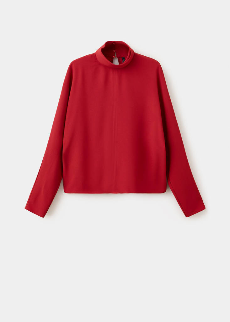 Straight high-neck blouse — Red