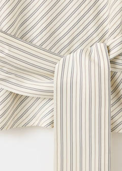 Striped blouse with tie at the waist — Ecru 7
