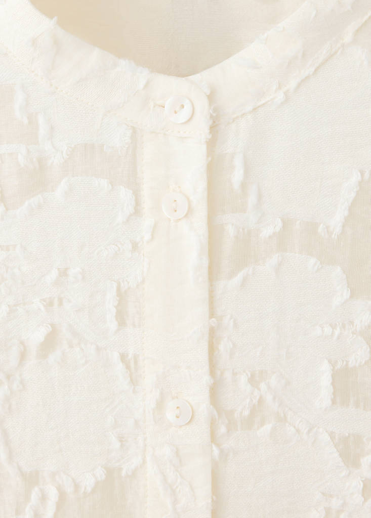 Lyocell blouse with embroidered details — Off White
