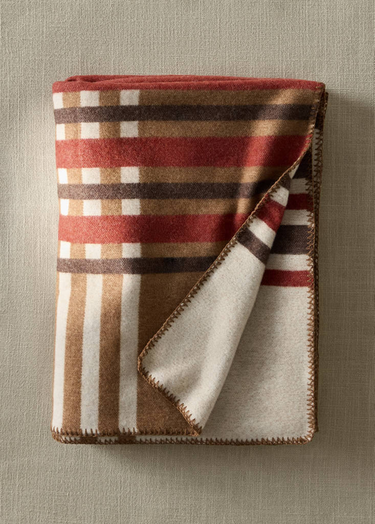 Wool check-print blanket — Russet