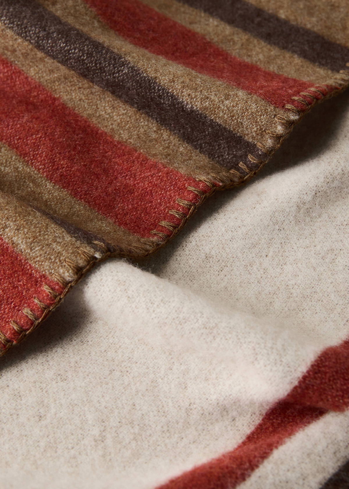 Wool check-print blanket — Russet