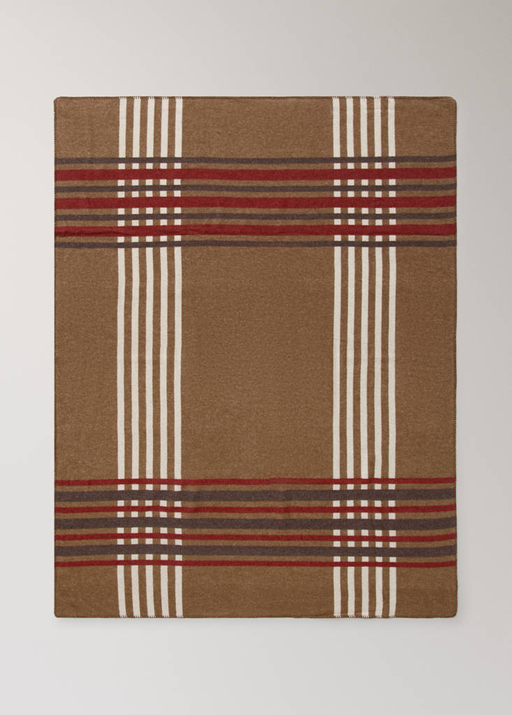 Wool check-print blanket — Russet