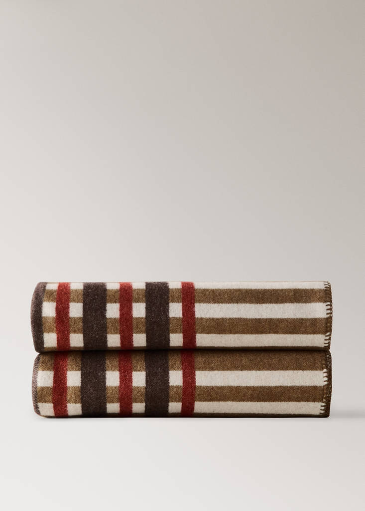 Wool check-print blanket — Russet