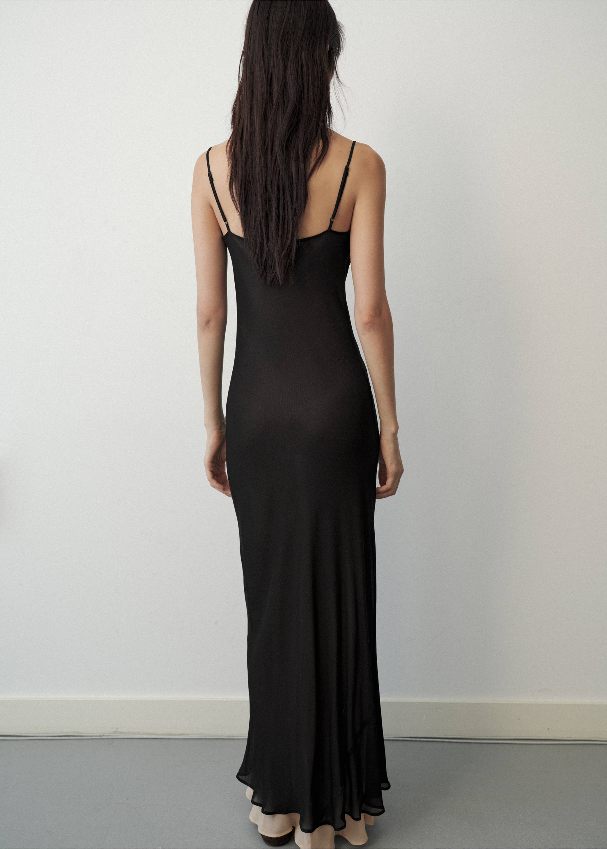 Openwork embroidered combined dress - Reverse of the article, Black. Ref: 37035868-00.