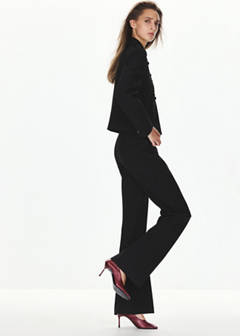 Frog-button jacket with band collar — Black 2