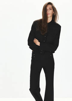 Frog-button jacket with band collar — Black 1