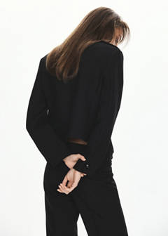 Frog-button jacket with band collar — Black 3