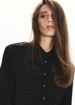 Frog-button jacket with band collar — Black 5