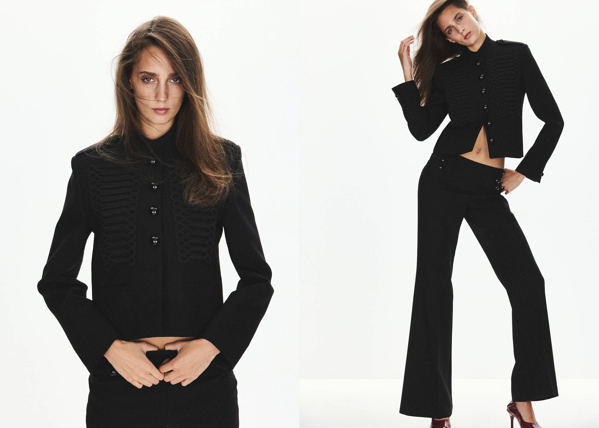 Frog-button jacket with band collar - Panoramic plane