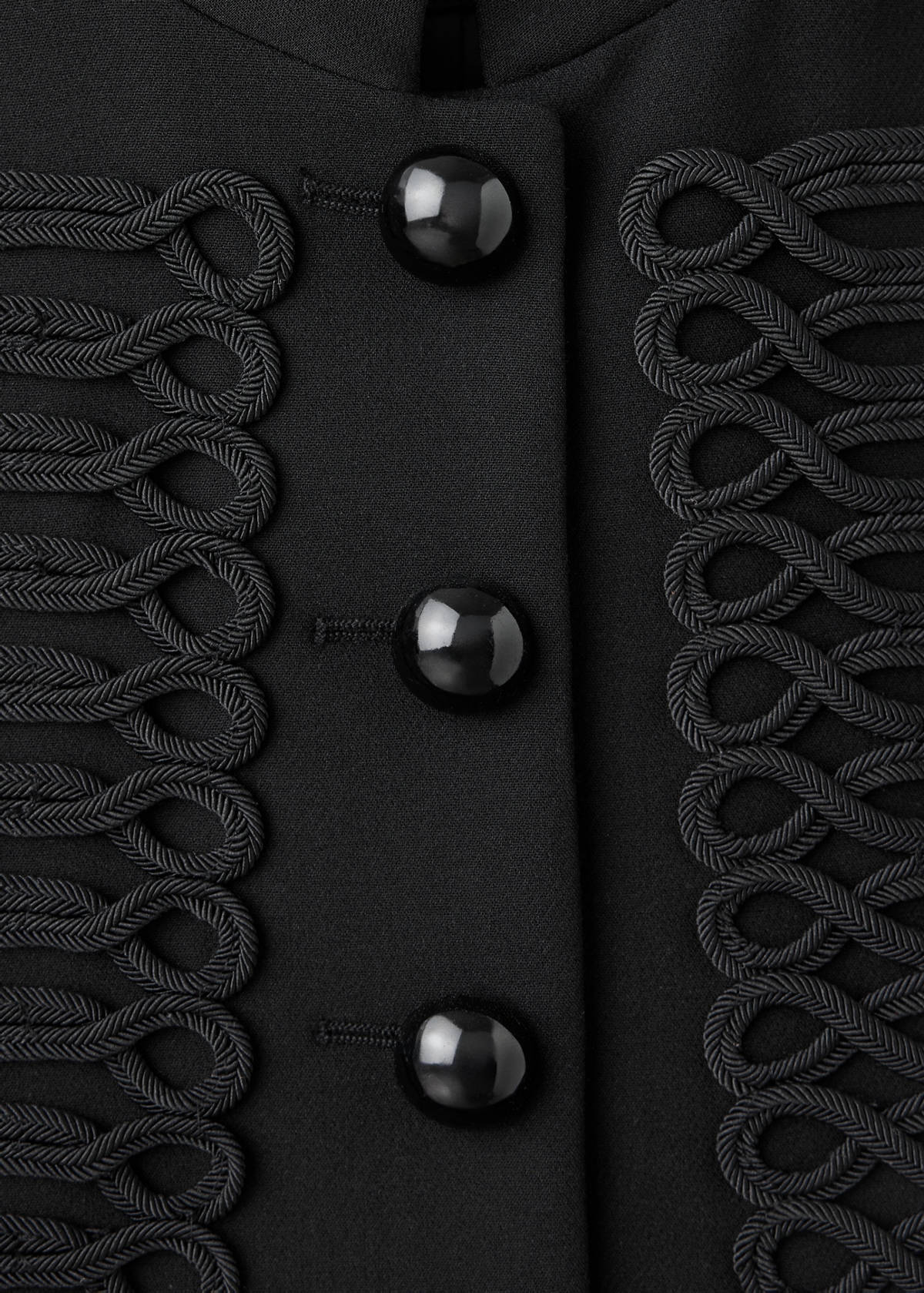 Frog-button jacket with band collar — Black