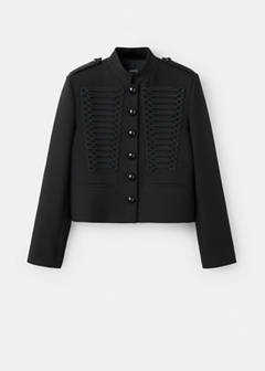 Frog-button jacket with band collar — Black 6