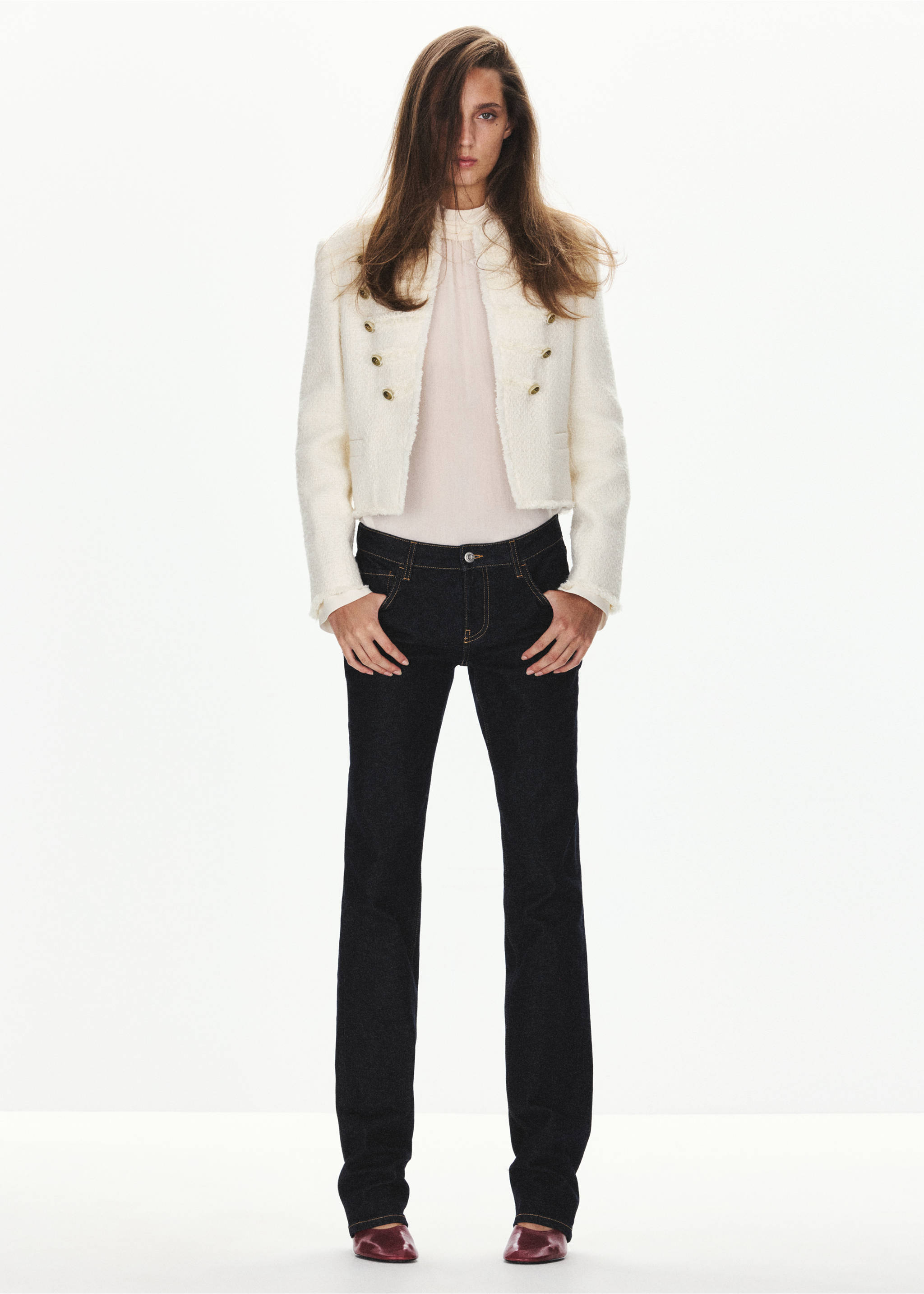 Tweed jacket with decorative frogging closures - General plane, Off White. Ref: 37035871-00.
