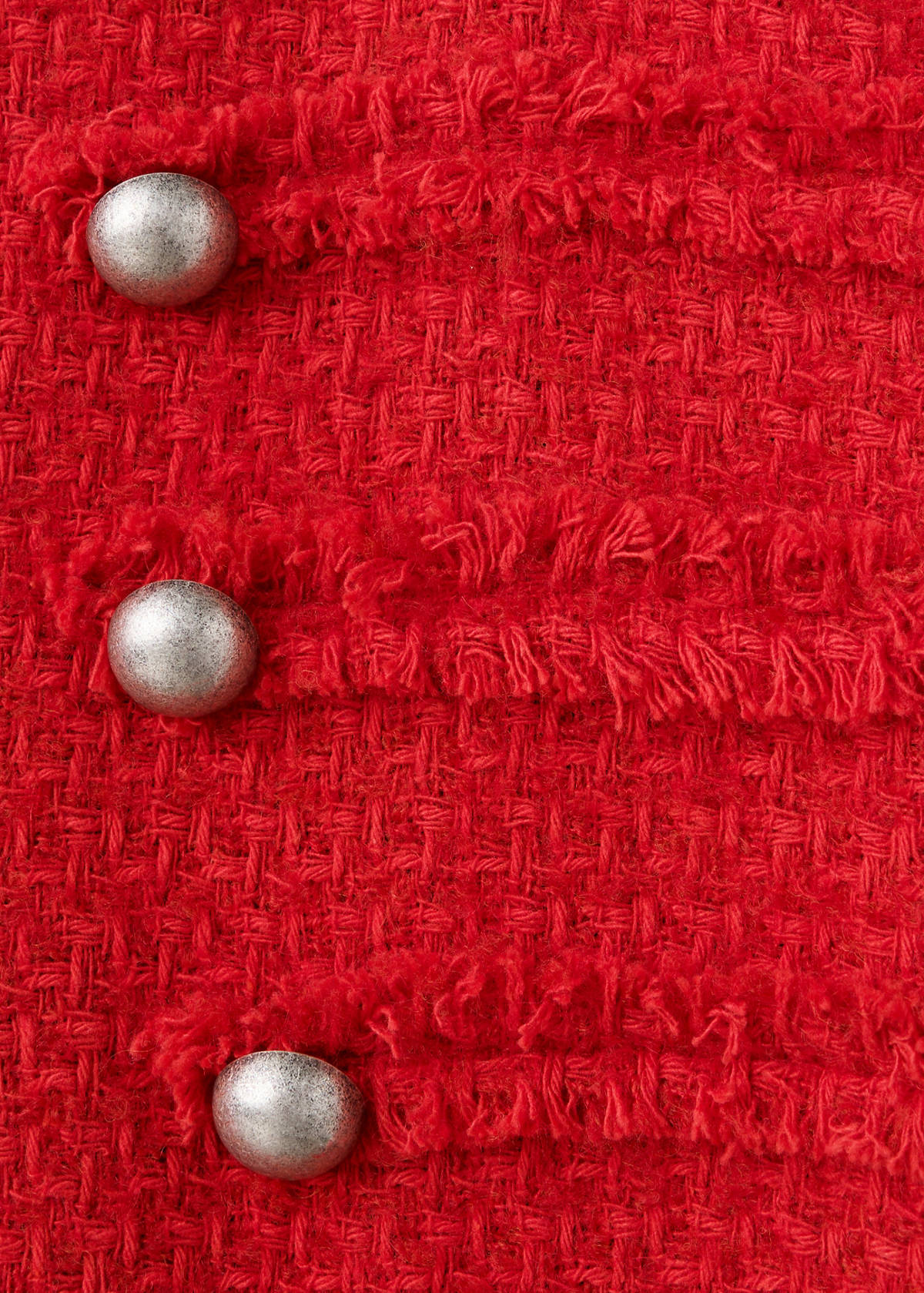 Tweed jacket with decorative frogging closures — Red