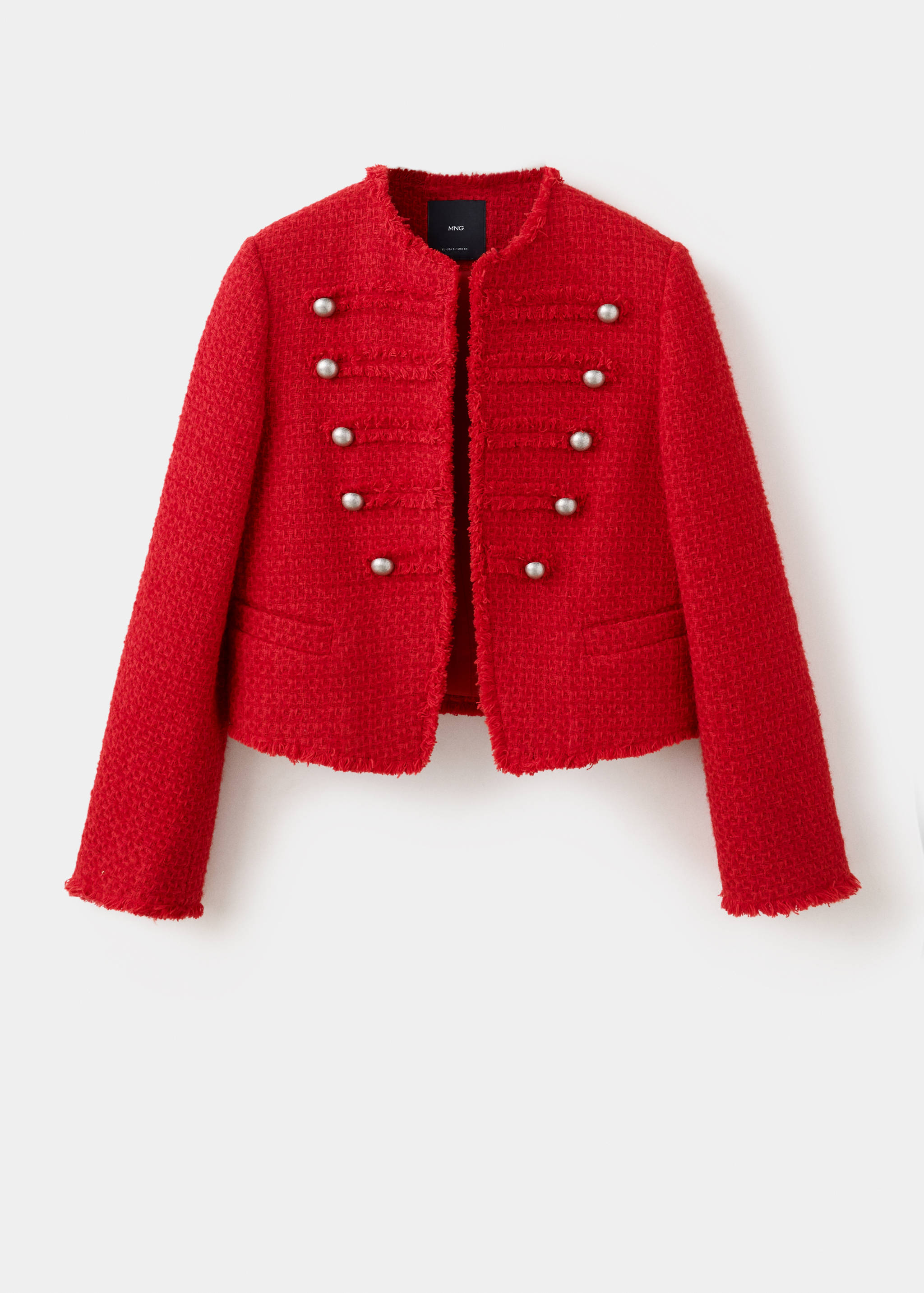 Tweed jacket with decorative frogging closures - Article without model