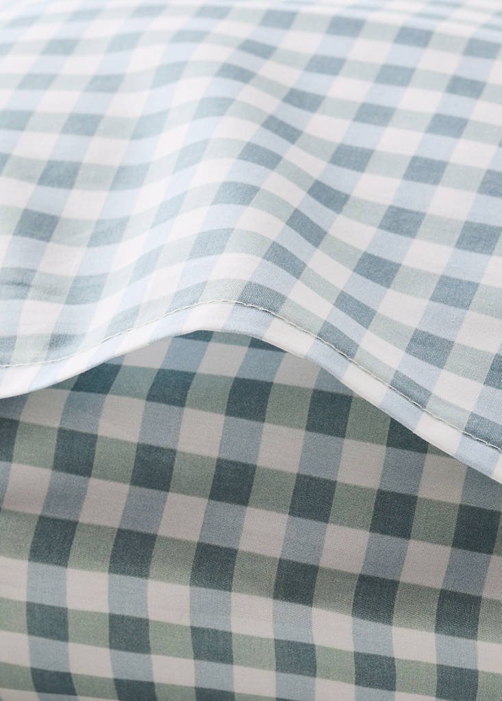 Gingham check cotton pillow cover 60x60 cm — Mint Green