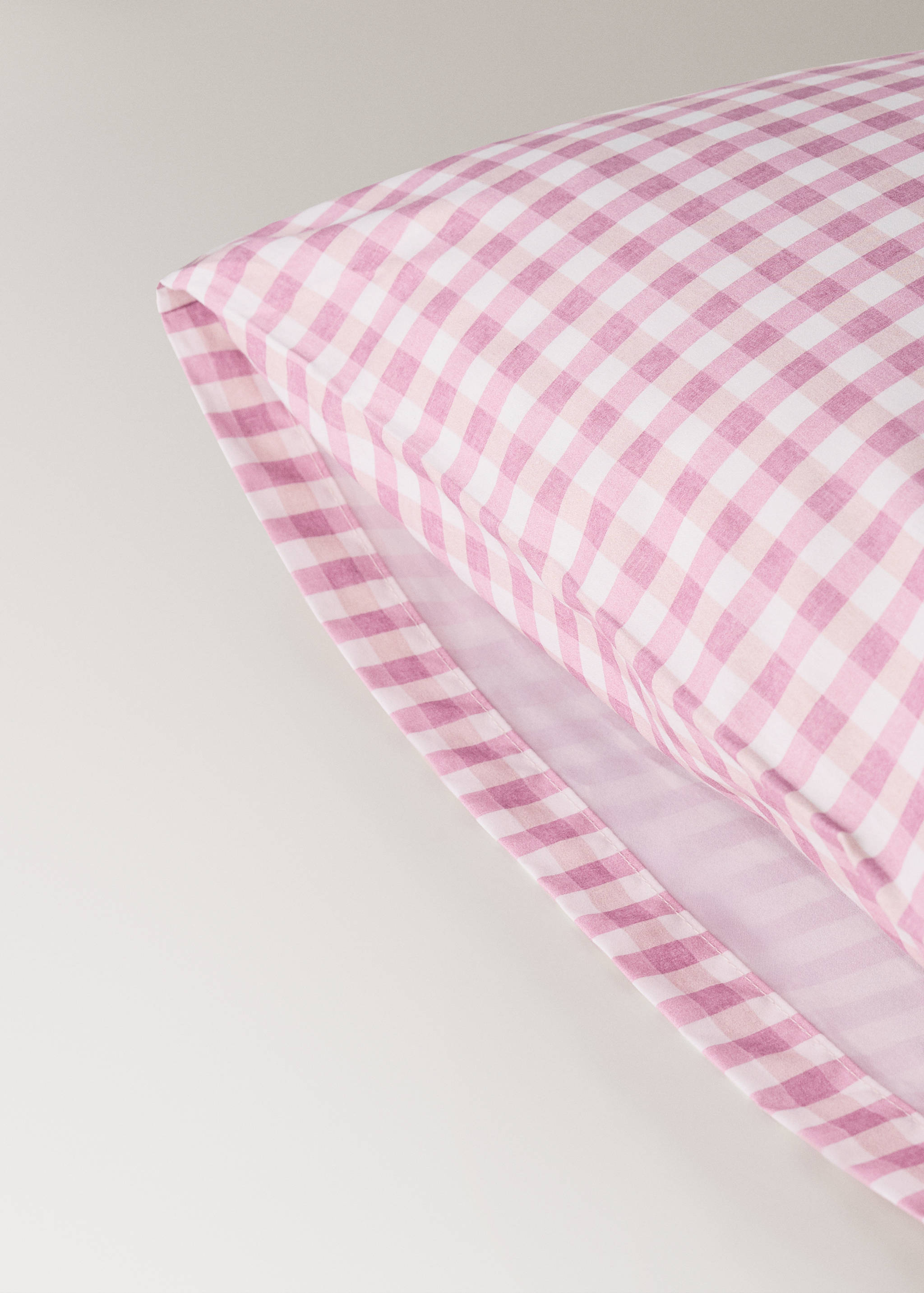 Gingham check cotton pillow cover 60x60 cm - Details of the article 2