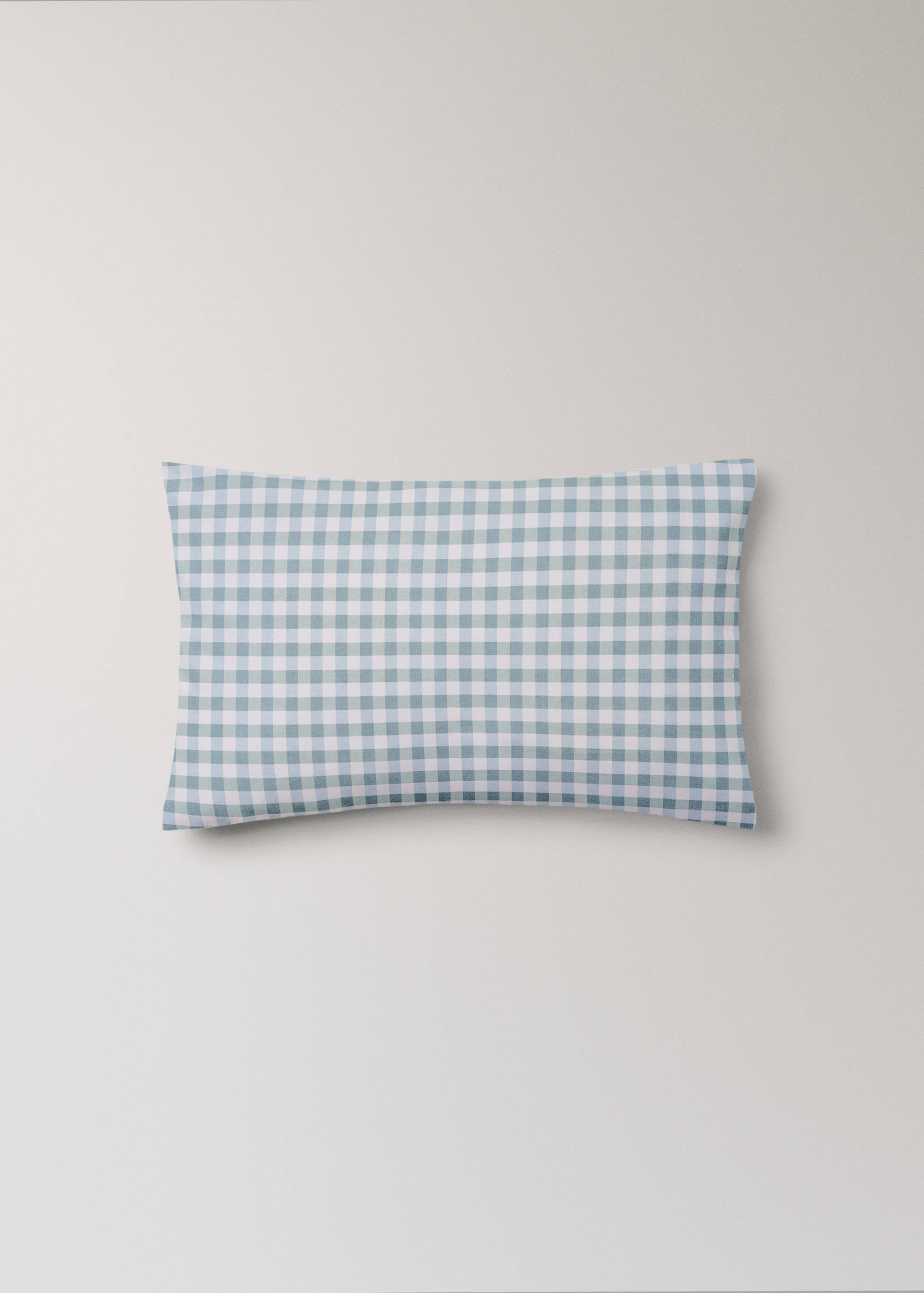 Blue and white gingham pillowcase.