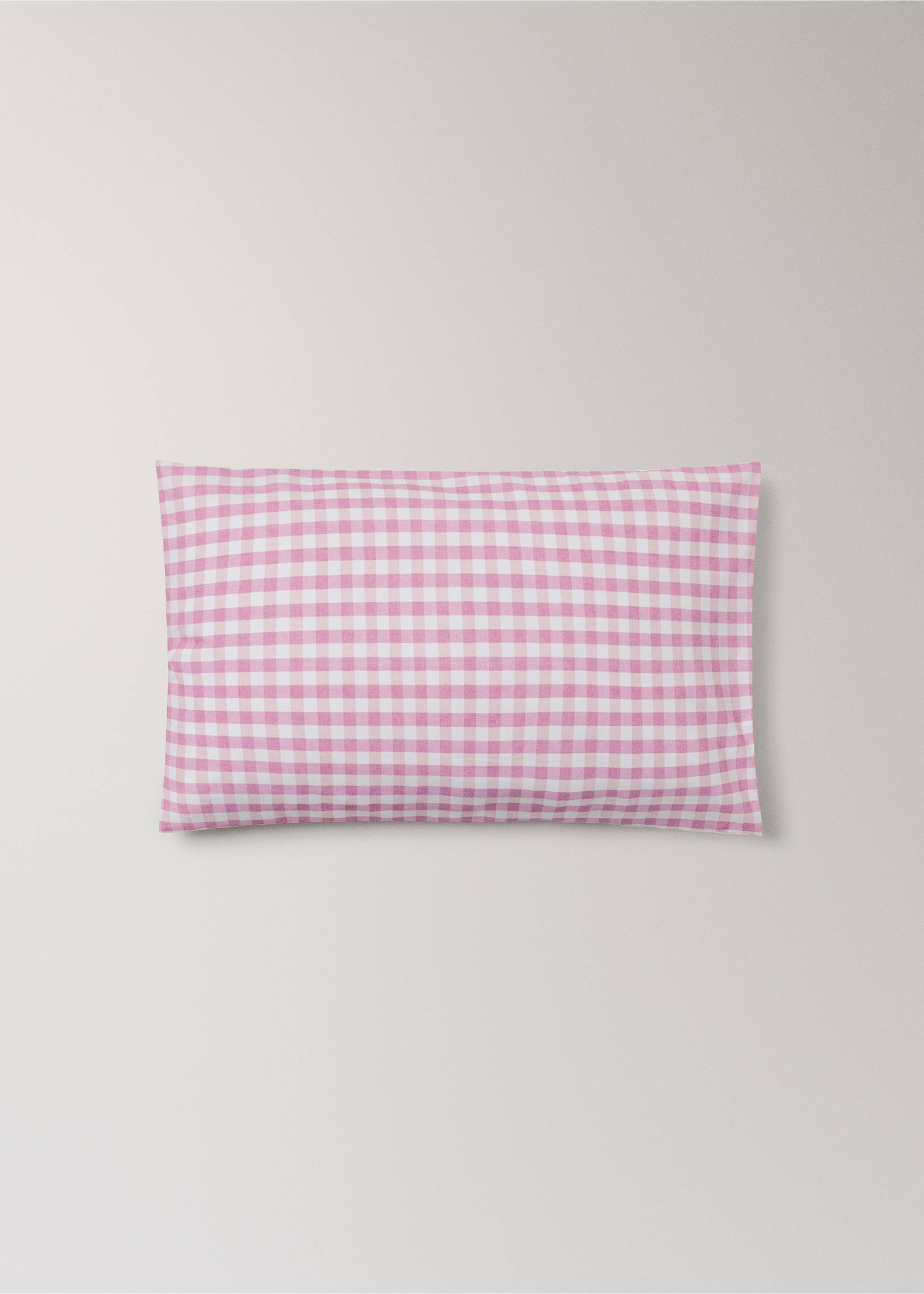 Pink and white gingham pillowcase, Pink. Ref: 37035876-00.