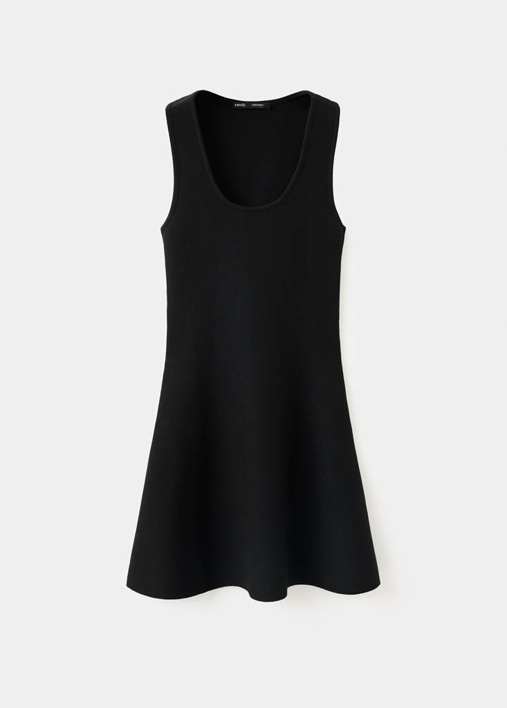 Fine-knit flared dress — Black