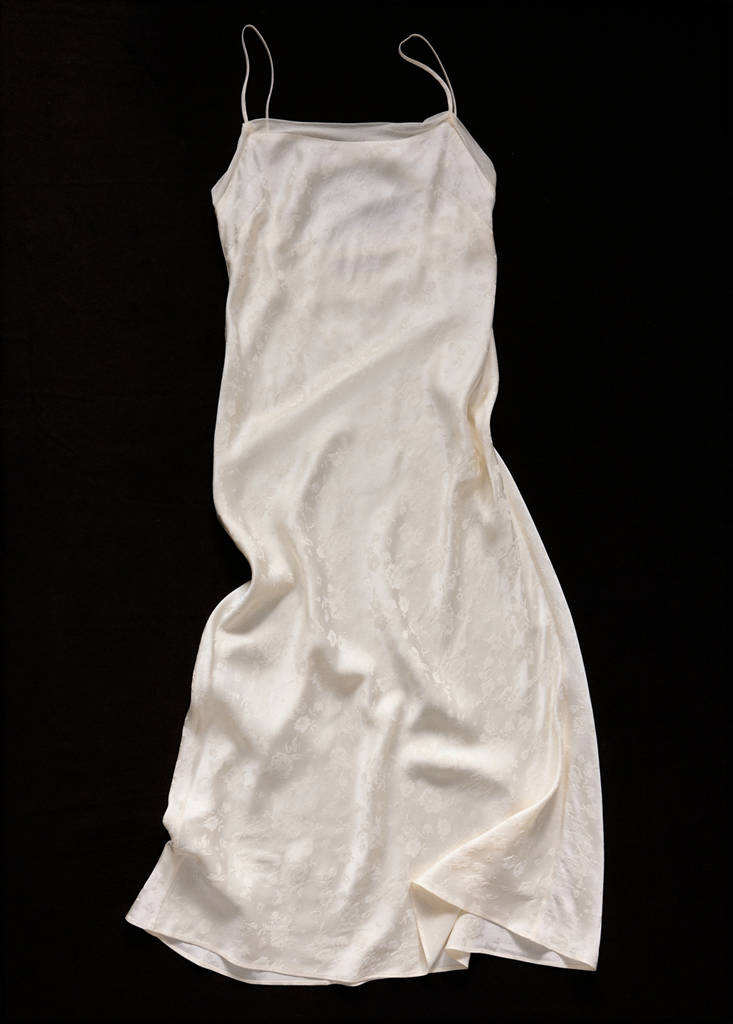 Jacquard dress with silk details — Ecru