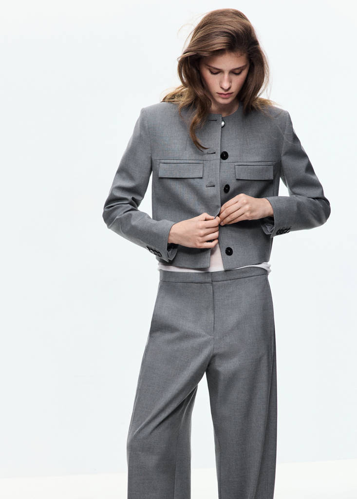 Straight-leg trousers with seam detail — Grey