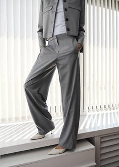 Straight-leg trousers with seam detail — Grey 8