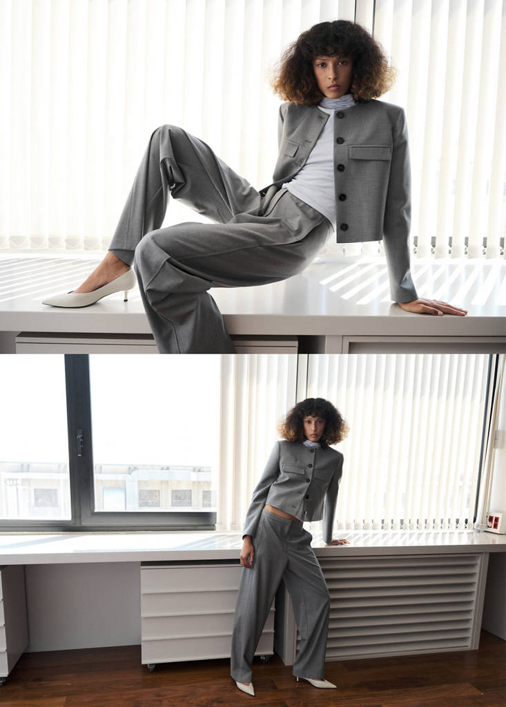 Straight-leg trousers with seam detail — Grey