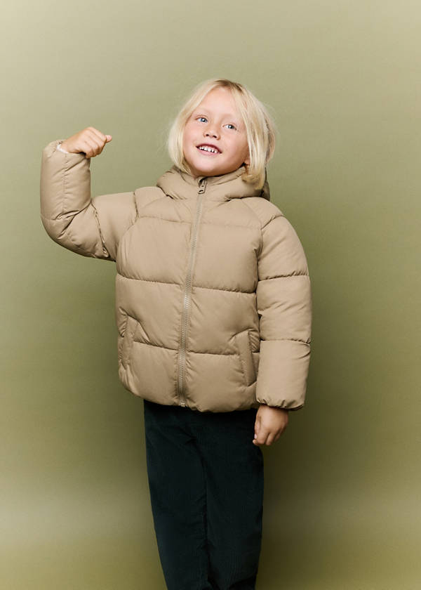 Hood puffer coat — Sand