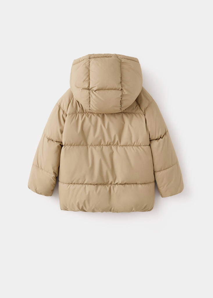 Hood puffer coat — Sand