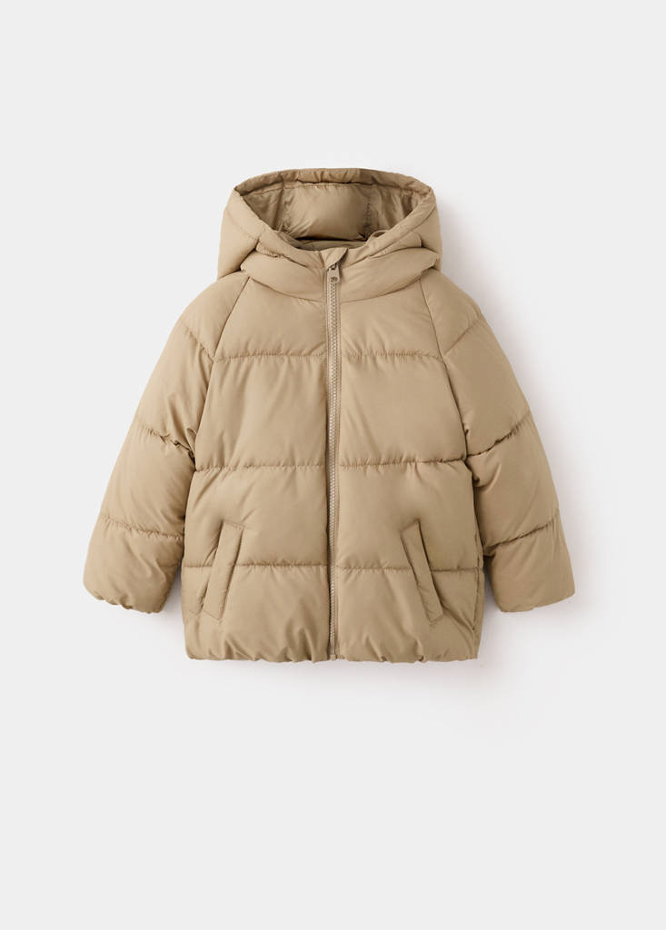 Hood puffer coat — Sand