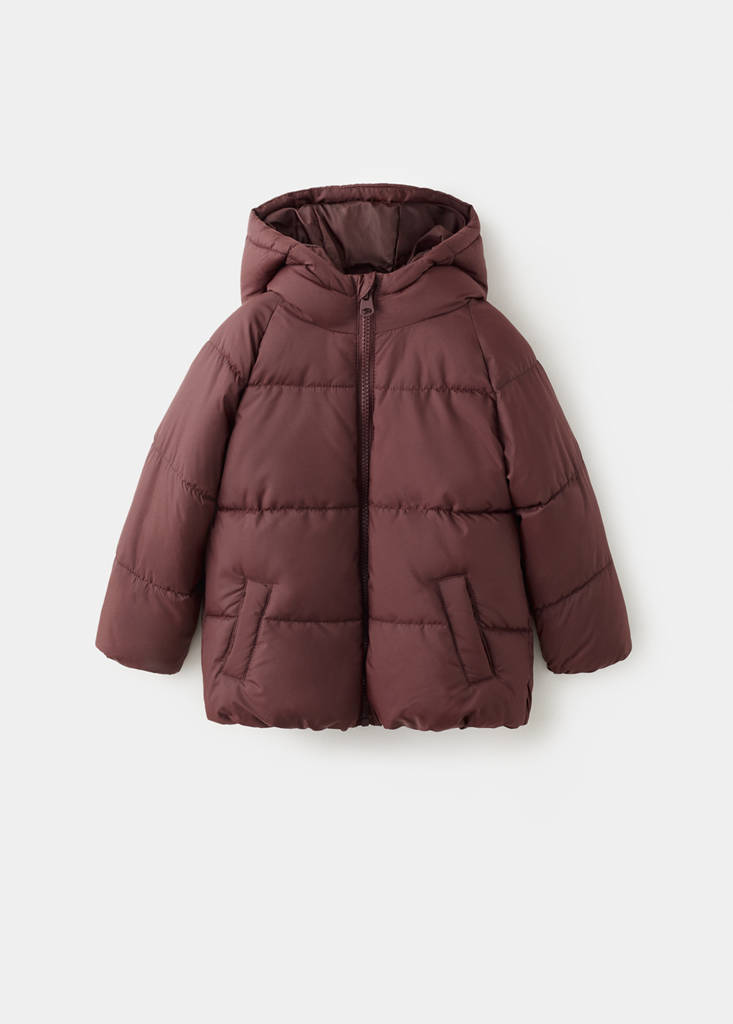 Hood puffer coat — Maroon