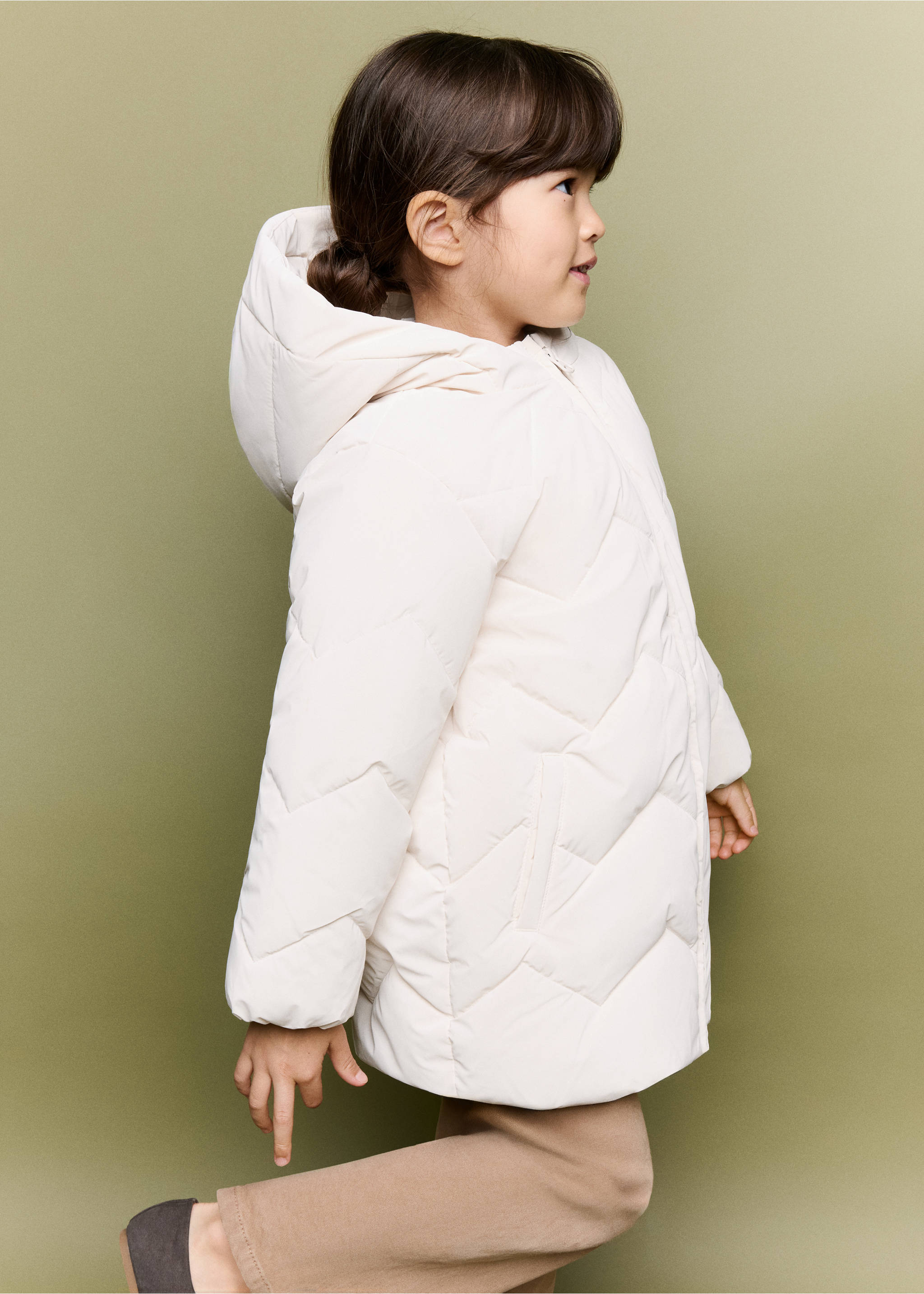 Long padded anorak - Medium plane, Ice Grey. Ref: 37035974-00.