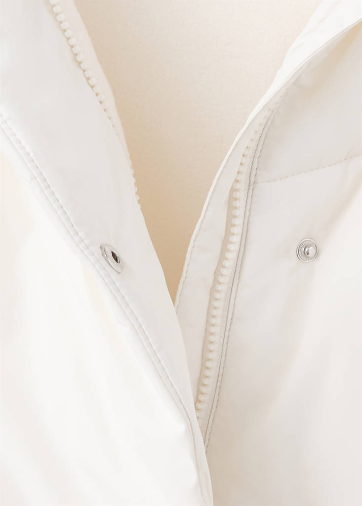 Hood puffer coat — Ecru