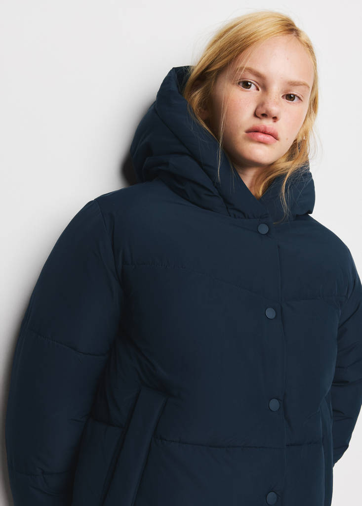 Hood puffer coat — Navy